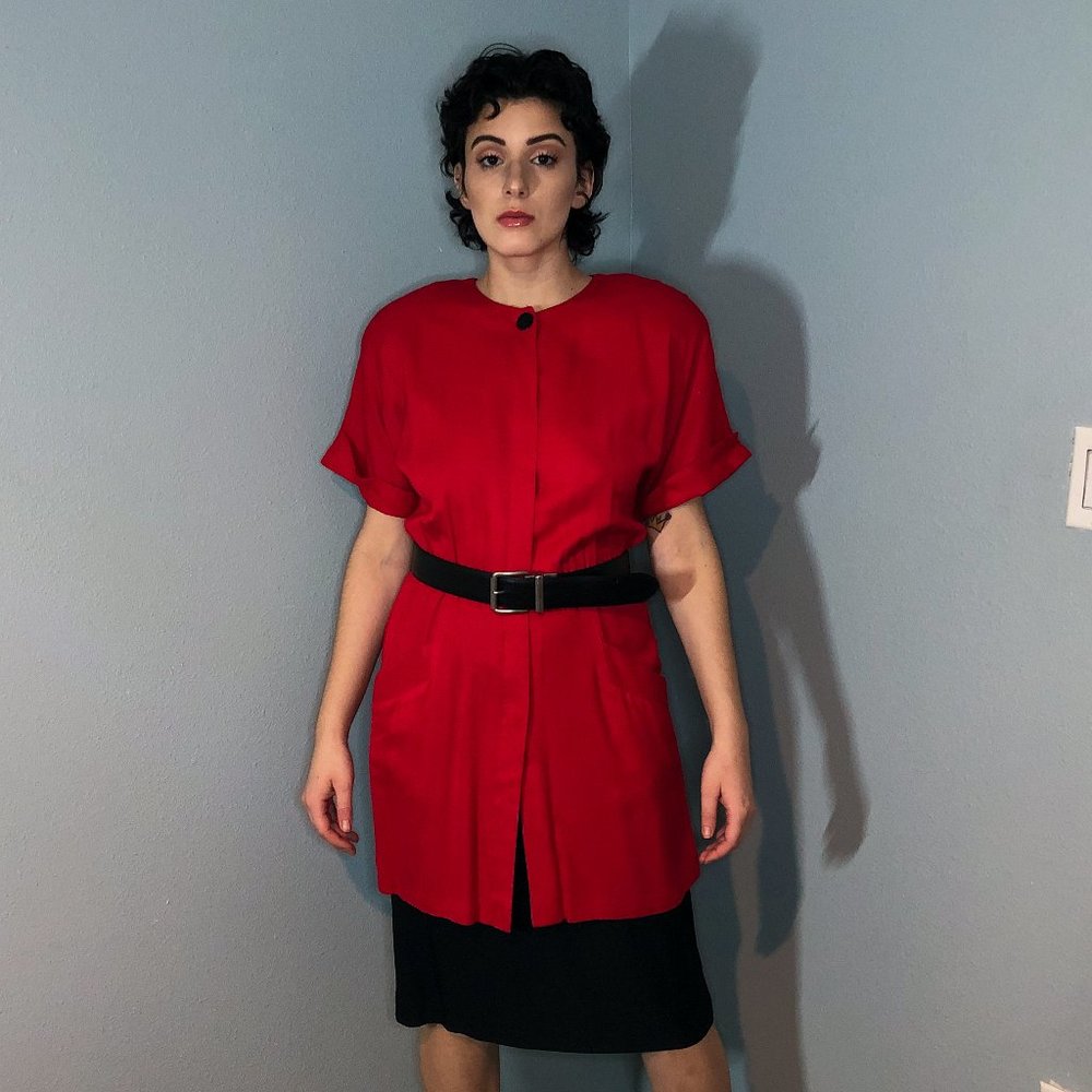 Vtg Studio 1 Red/ Black Colorblock dress